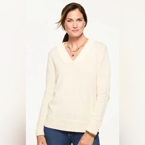 Talbots Cream V-Neck Sweater NWT